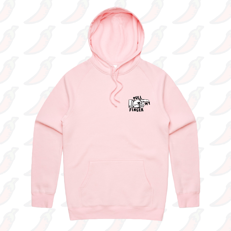 S / Pink / Small Front Print Pull My Finger 👉 – Unisex Hoodie