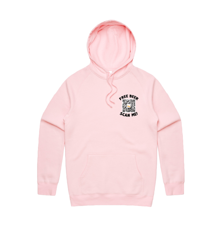 S / Pink / Small Front Print Rick Roll QR Prank 🎵  - Unisex Hoodie