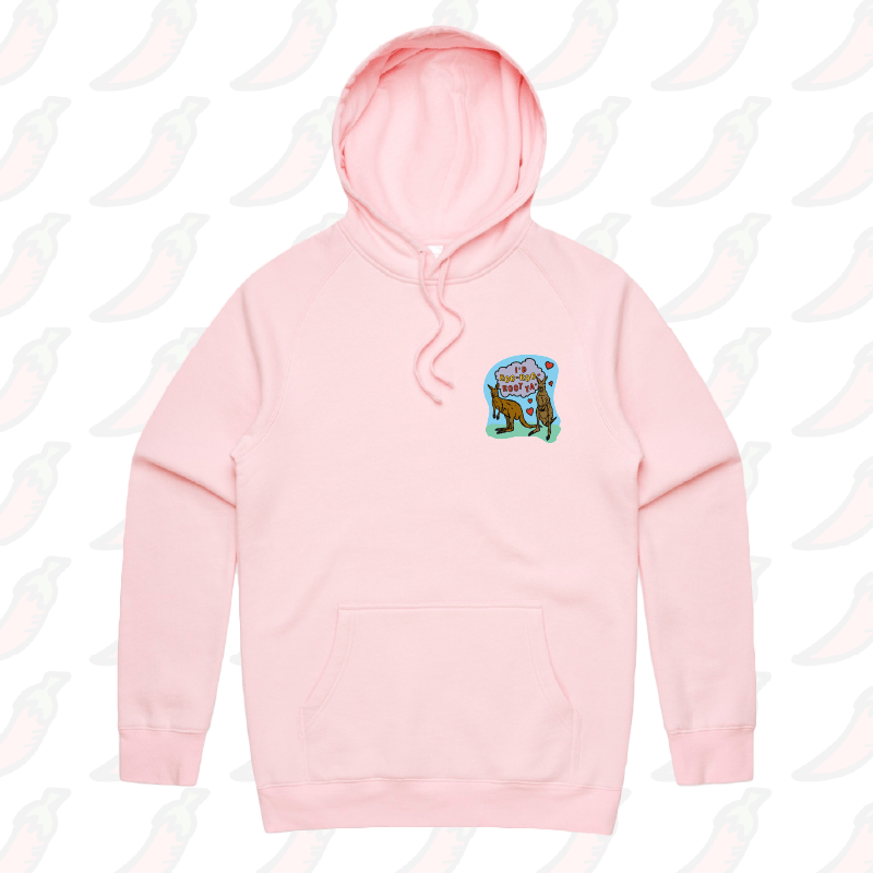 S / Pink / Small Front Print Roo Roo Root Ya 🦘 – Unisex Hoodie