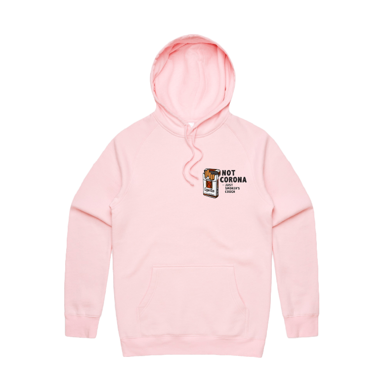 S / Pink / Small Front Print Smoker's Cough 🚬 - Unisex Hoodie