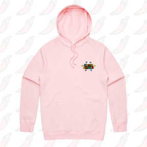 S / Pink / Small Front Print Super Daddio ⭐🍄 – Unisex Hoodie