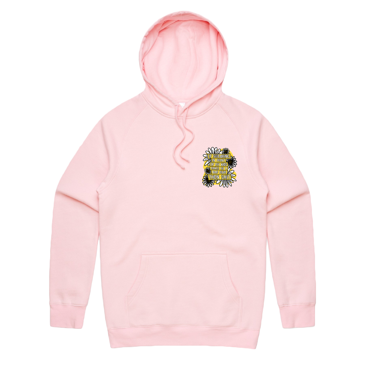 S / Pink / Small Front Print Sweary Mum 🤬🎀 - Unisex Hoodie