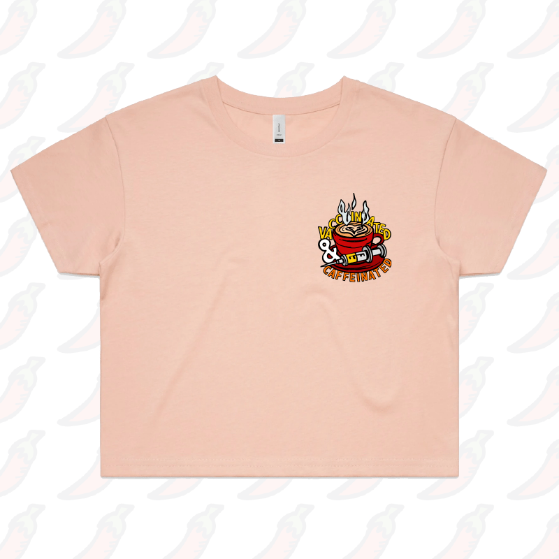 S / Pink Vaccinated & Caffeinated 💉☕ - Women's Crop Top