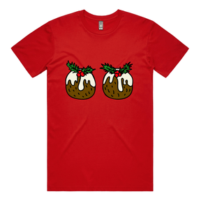 S / Red / Large Front Design Christmas Puddings 🌰🌰 – Men's T Shirt