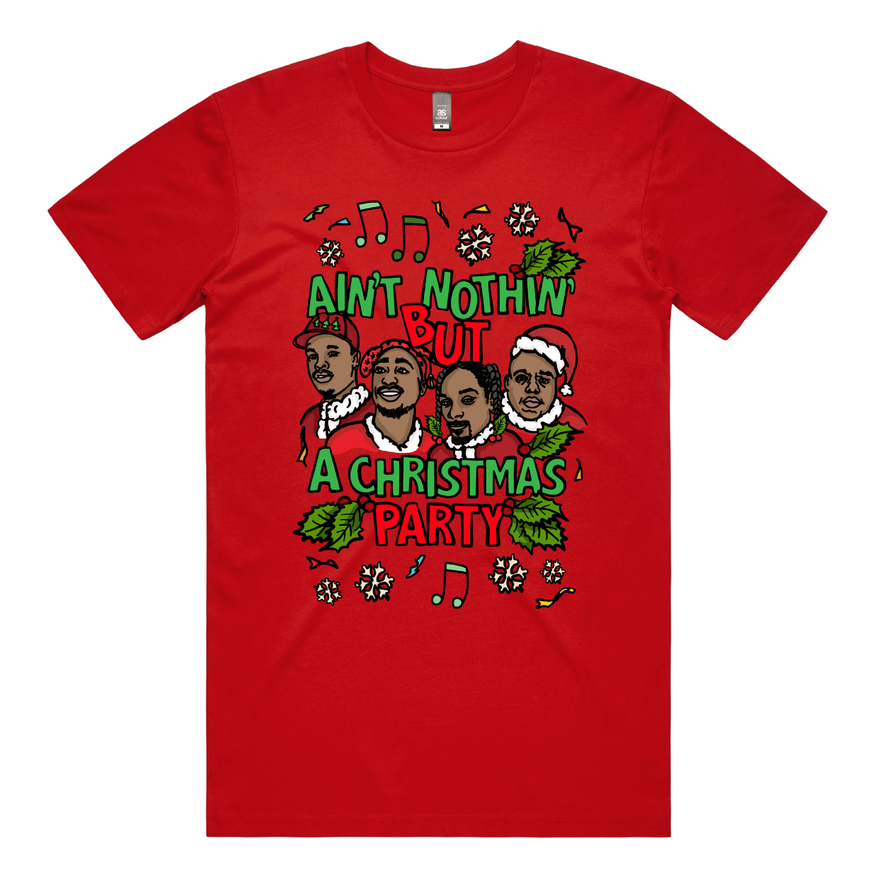 S / Red / Large Front Design Christmas Rapping 🎵🎁 – Men's T Shirt