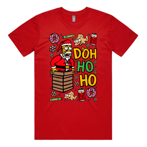 S / Red / Large Front Design Doh Ho Ho 🎅🍩 – Men's T Shirt