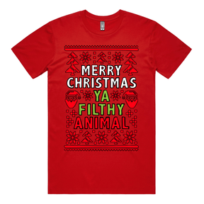 S / Red / Large Front Design Filthy Animal Christmas 🎅 – Men's T Shirt