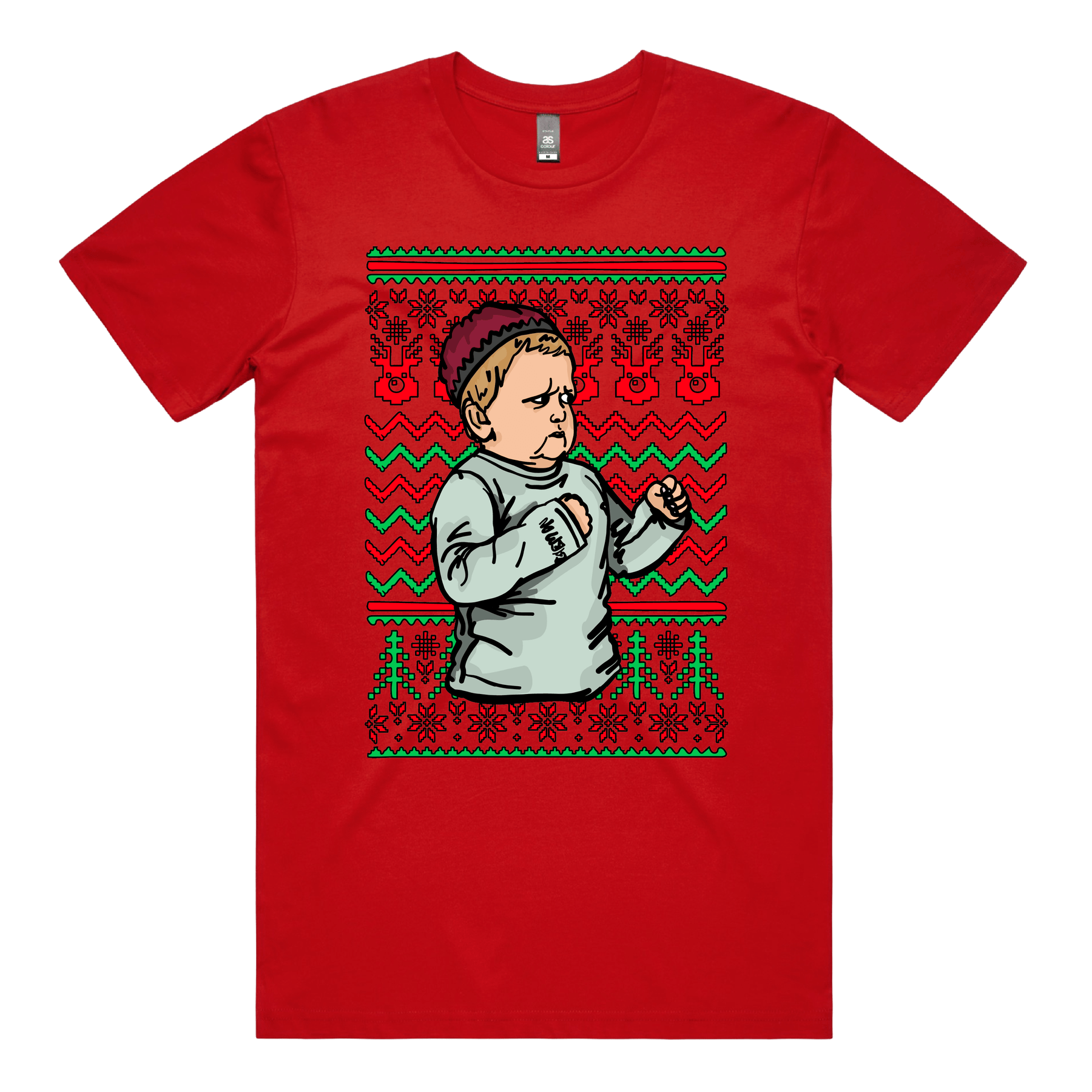 S / Red / Large Front Design Hasbulla Christmas 🥊🎄 – Men's T Shirt