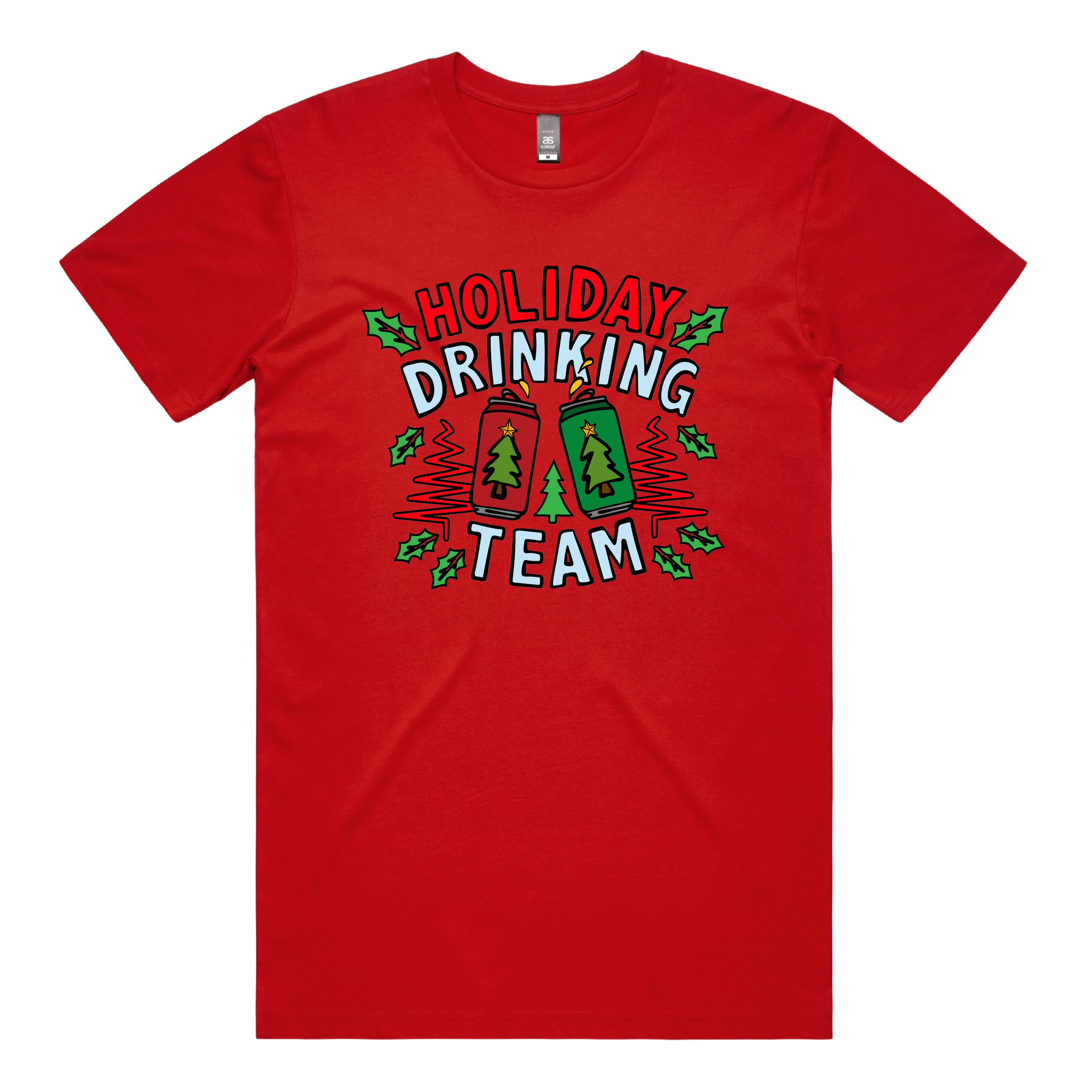 S / Red / Large Front Design Holiday Drinking Team 🍻🎄 – Men's T Shirt