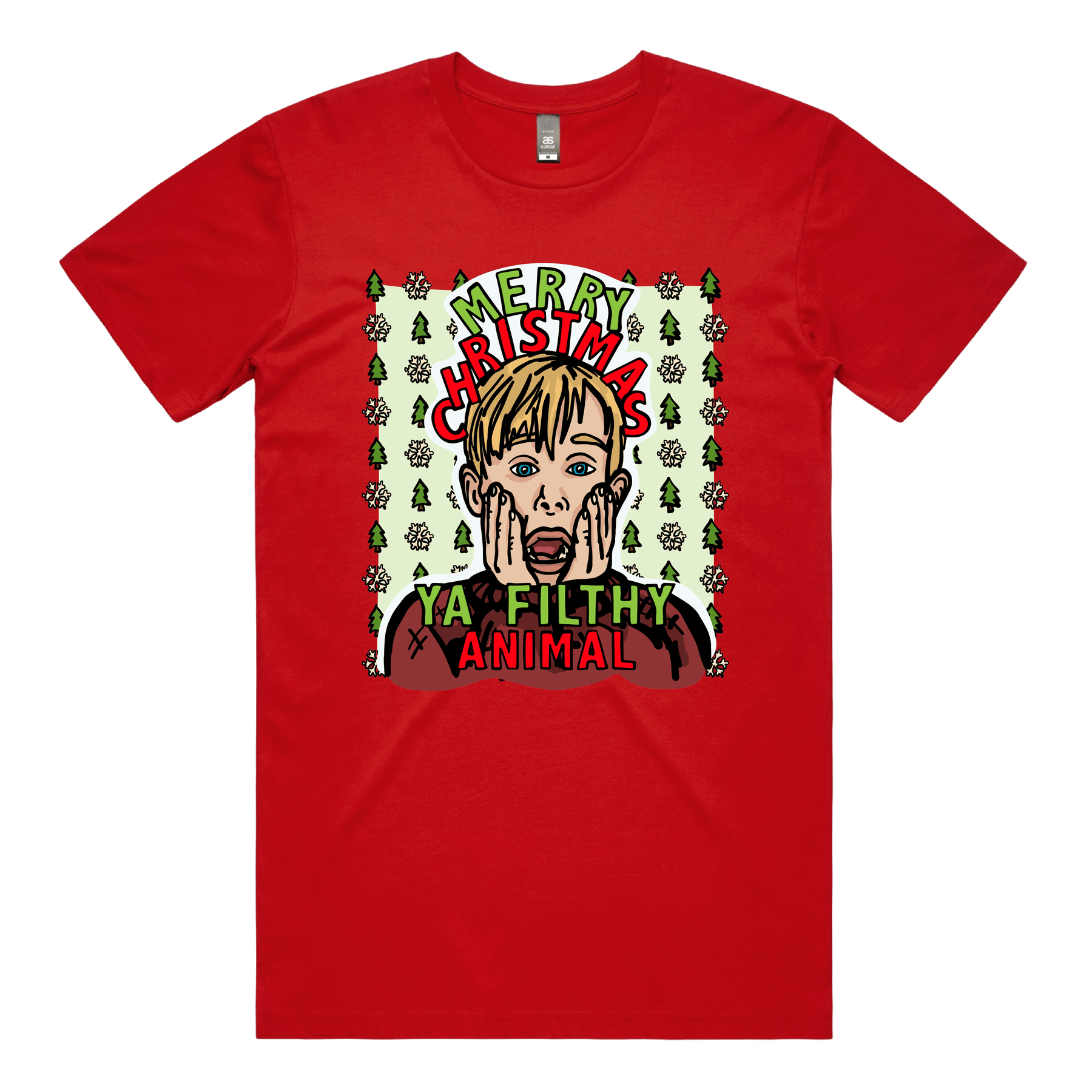 S / Red / Large Front Design Home Alone Christmas 🏠🎅  - Men's T Shirt