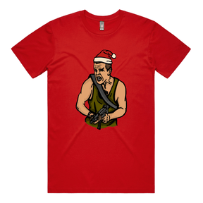 S / Red / Large Front Design John McClane Christmas 🧨🎄 - Men's T Shirt