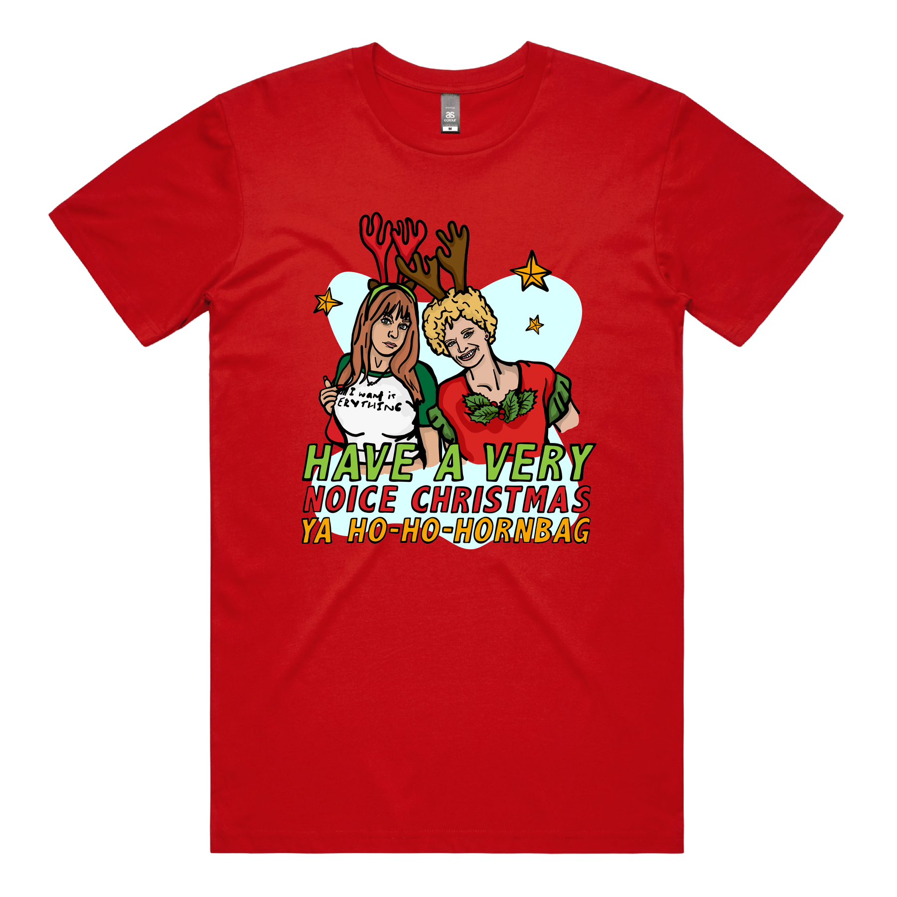 S / Red / Large Front Design Kath & Kim Christmas 😈🎄 - Men's T Shirt