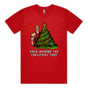 S / Red / Large Front Design Rock Around The Christmas Tree 🎄 - Men's T Shirt