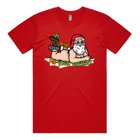 S / Red / Large Front Design Santa’s Present 🎅🎄- Men's T Shirt