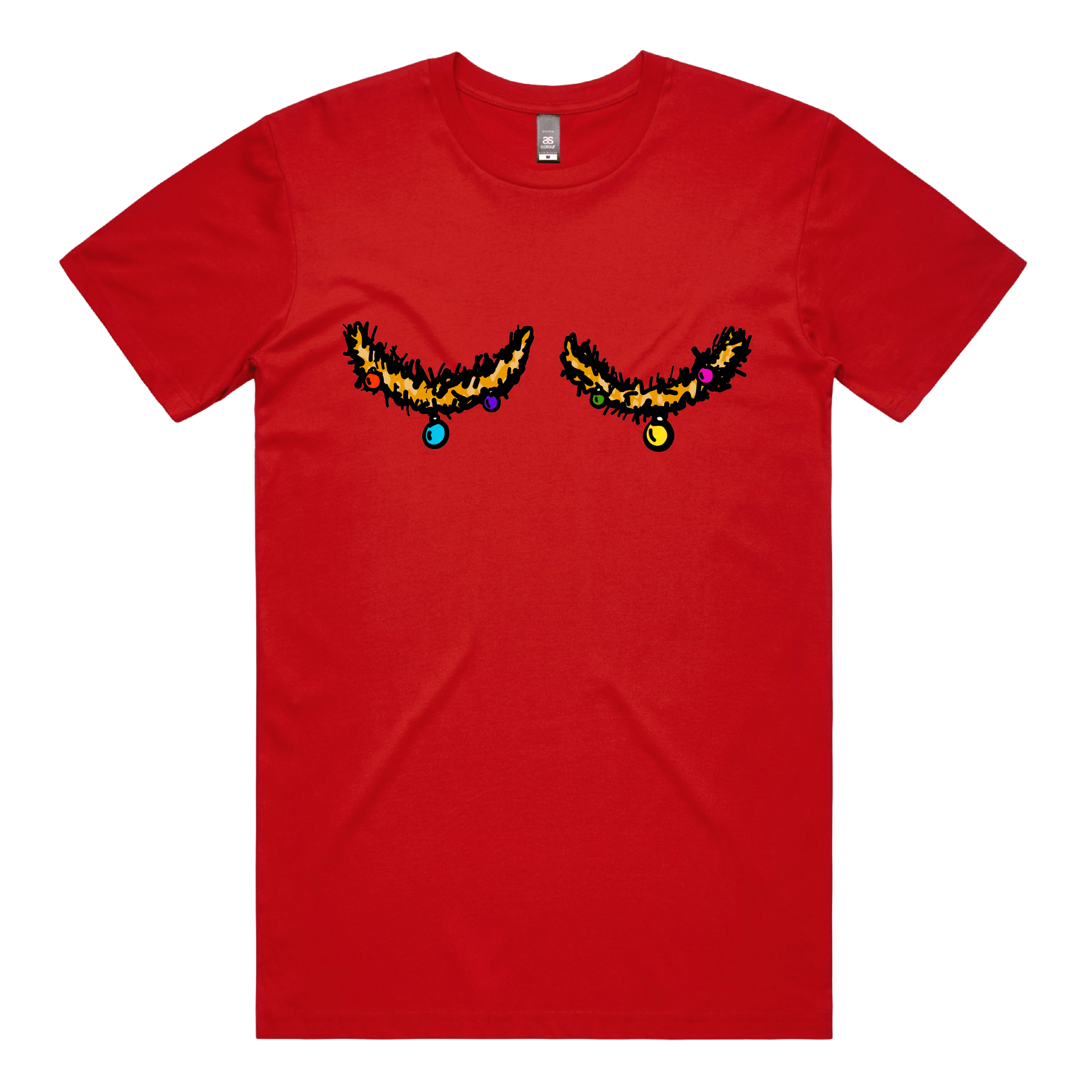 S / Red / Large Front Design Tinsel Tits 🍈🍈🎄 - Men's T Shirt