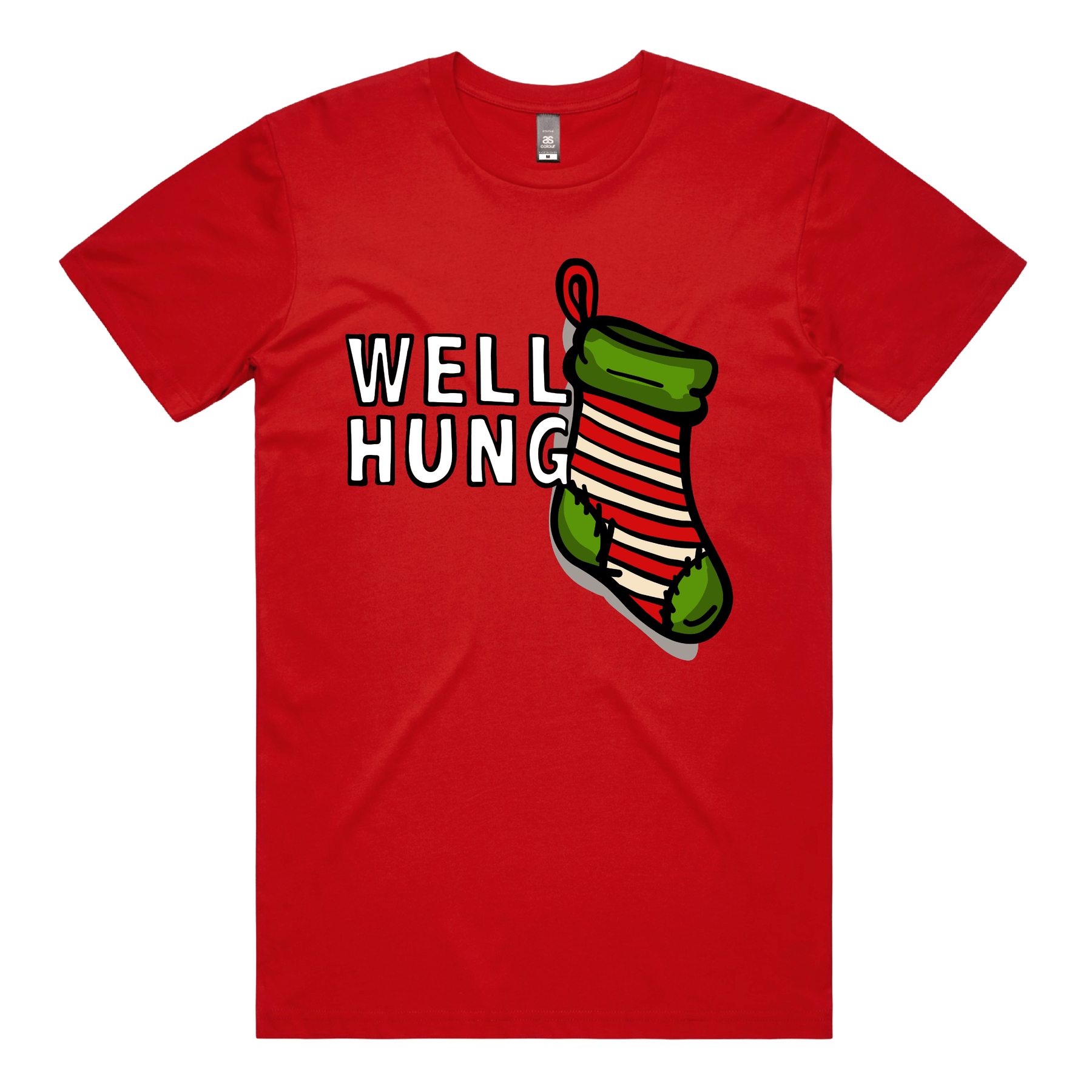 S / Red / Large Front Design Well Hung 🧦🎄- Men's T Shirt