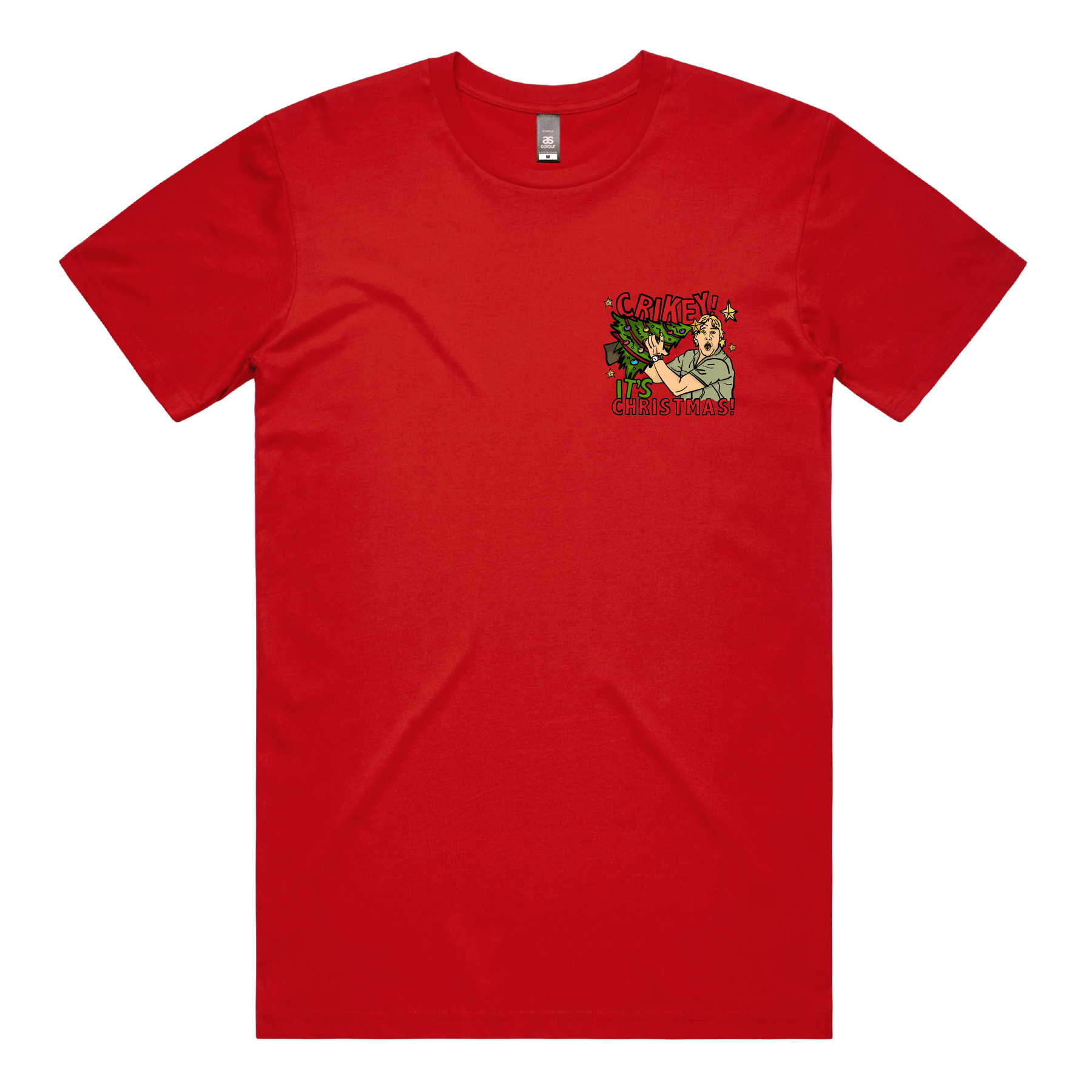 S / Red / Small Front Design Crikey It’s Christmas 🐊🎄 - Men's T Shirt