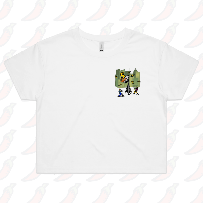 S / White 5G Zombie 📡🧟‍♂️ - Women's Crop Top