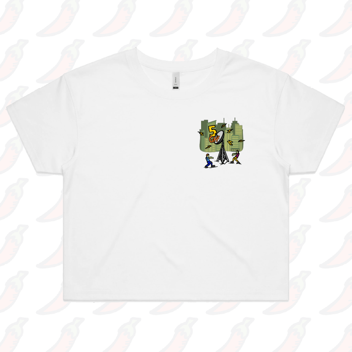 S / White 5G Zombie 📡🧟‍♂️ - Women's Crop Top