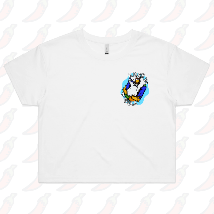S / White Aquaduck 🌊🦆 - Women's Crop Top