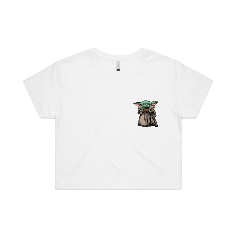 S / White Baby Yoda 👶 - Women's Crop Top