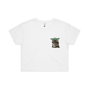 S / White Baby Yoda 👶 - Women's Crop Top