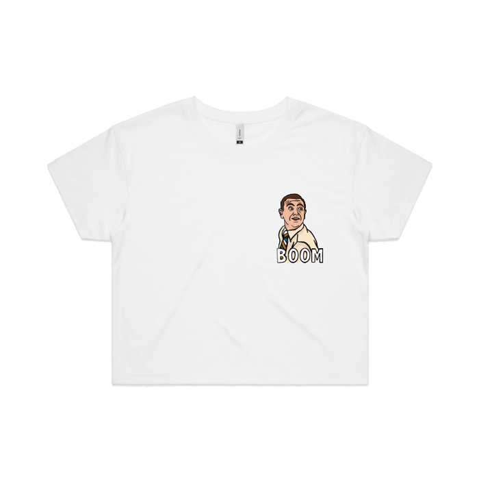 S / White Boom Boyle 🚨 - Women's Crop Top