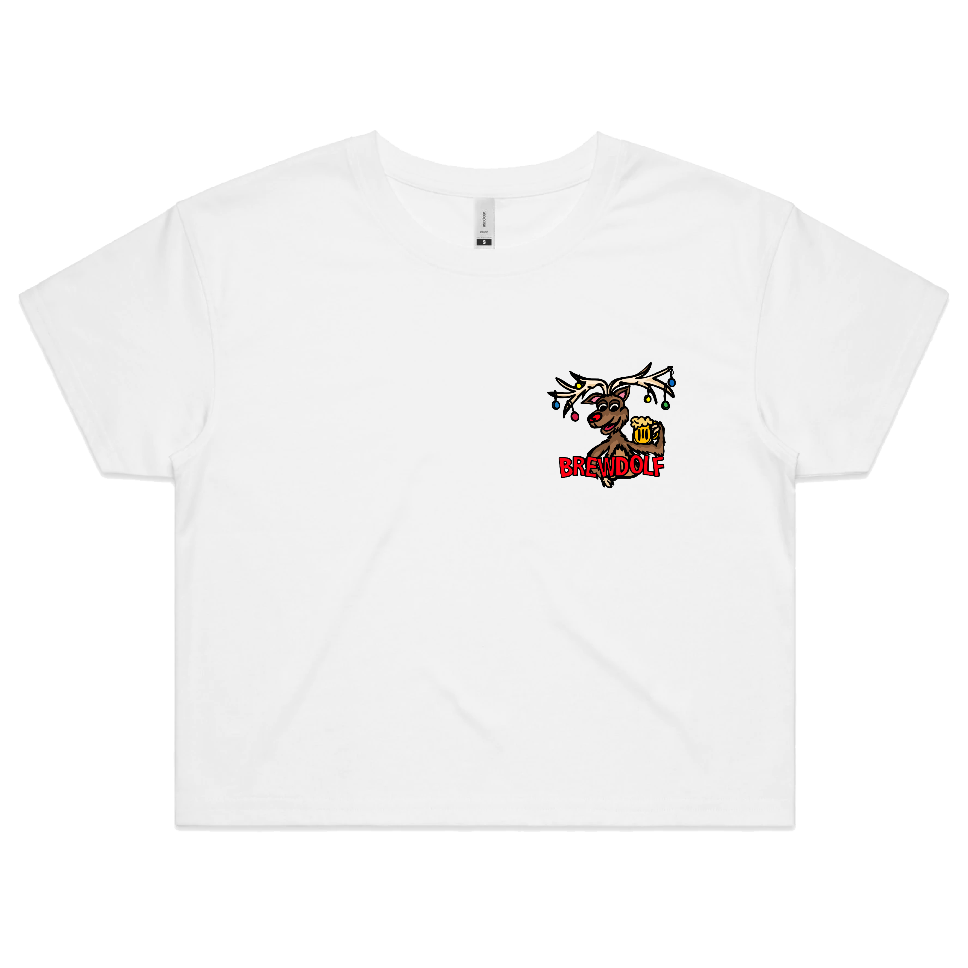 S / White Brewdolf 🦌 –  Women's Crop Top
