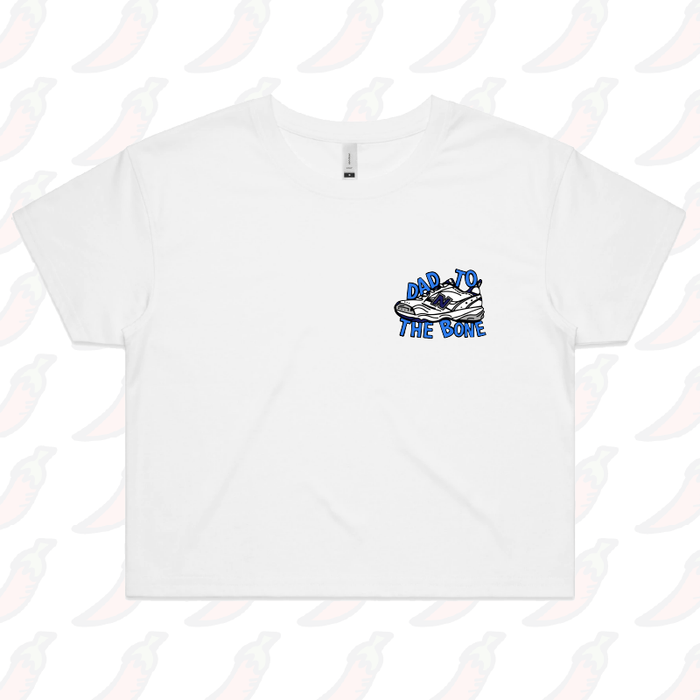 S / White Dad To The Bone 👟 – Women's Crop Top