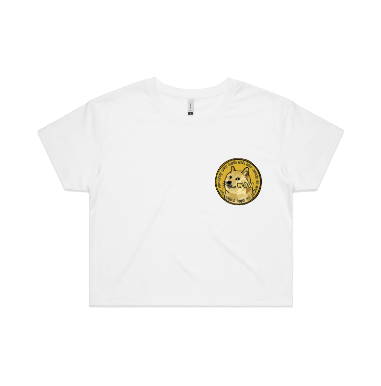 S / White Dogecoin 🚀 - Women's Crop Top