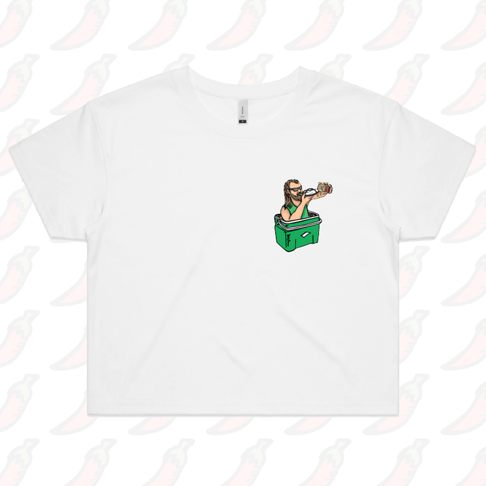 S / White GREAT NORTHERN SHOEY 🍺 - Women's Crop Top