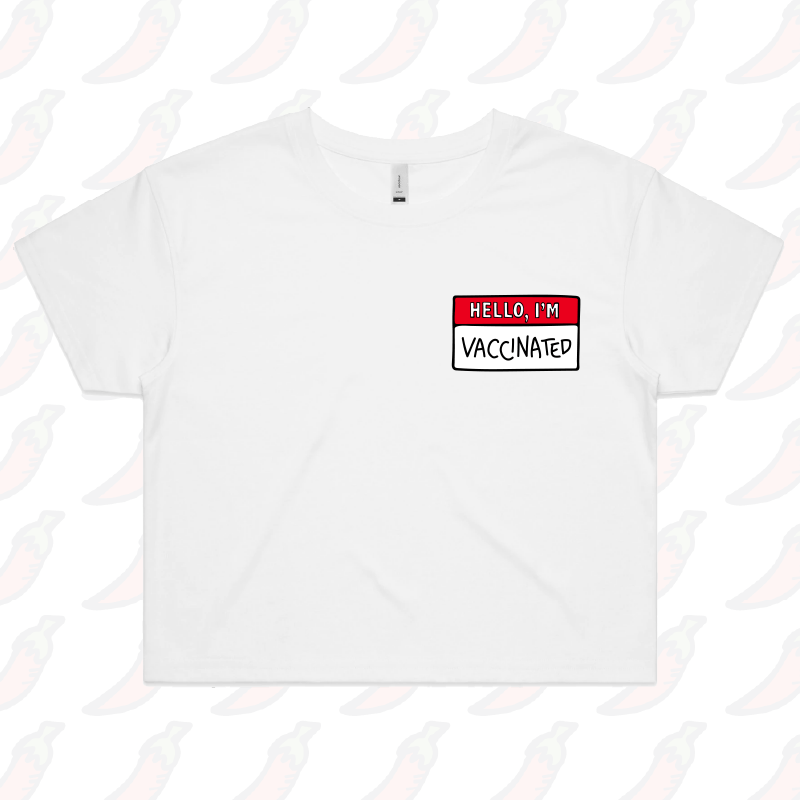 S / White Hello, I'm Vaccinated 👋 - Women's Crop Top