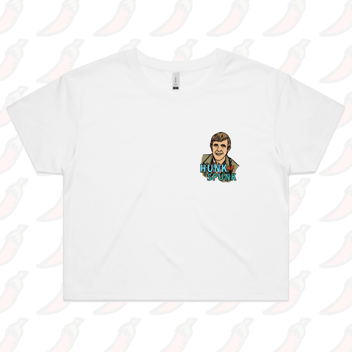 S / White Hunk Of Spunk 👱- Women's Crop Top