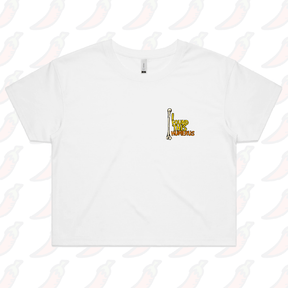 S / White I Found This Humerus 🦴 – Women's Crop Top