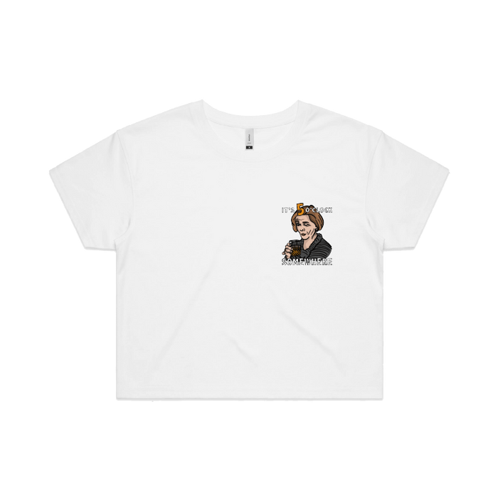 S / White It's 5 o'clock Somewhere ⌚ - Women's Crop Top