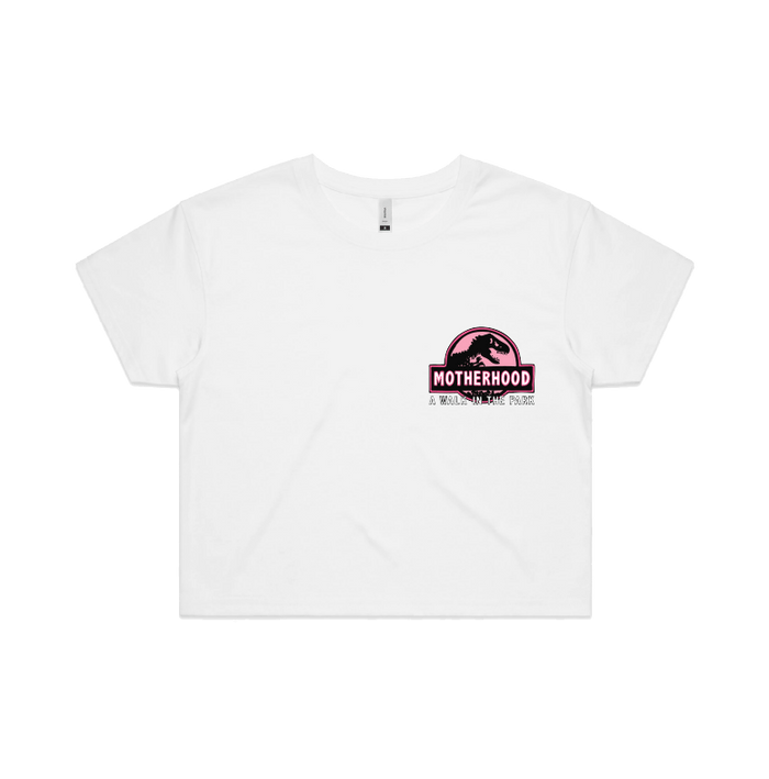 S / White Jurassic Mum 🦖 - Women's Crop Top