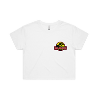 S / White Jurassic Park Theme 🦕 - Women's Crop Top