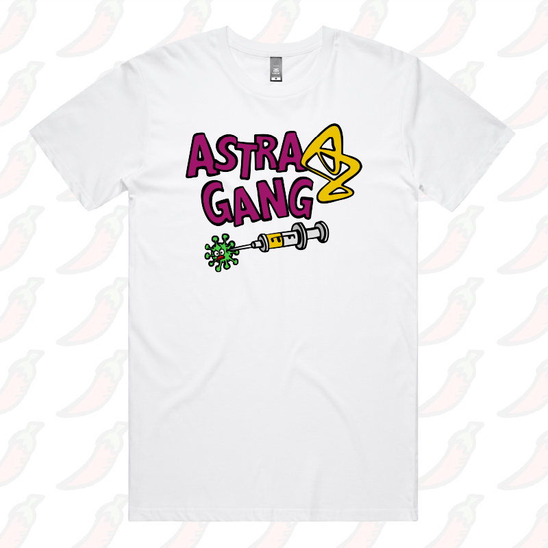 S / White / Large Front Design Astra Gang 💉 - Men's T Shirt