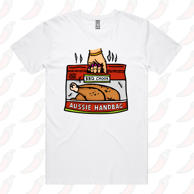 S / White / Large Front Design Aussie Handbag 🍗 – Men's T Shirt