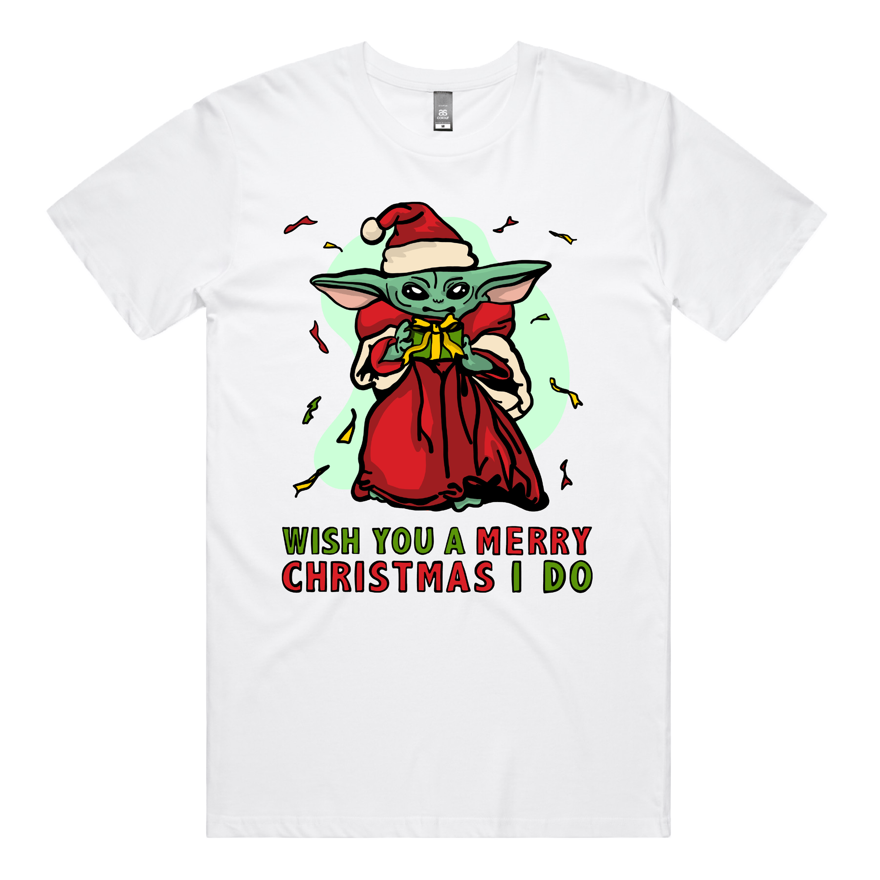 S / White / Large Front Design Baby Yoda Christmas 👶🎄 - Men's T Shirt
