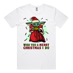 S / White / Large Front Design Baby Yoda Christmas 👶🎄 - Men's T Shirt