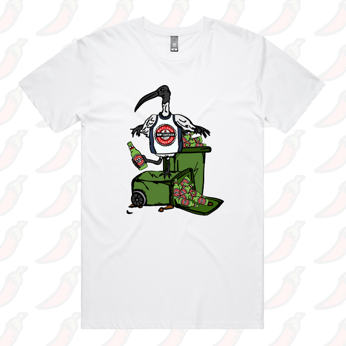 S / White / Large Front Design Bali Bin Chicken 🗑️ - Men's T Shirt
