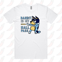 S / White / Large Front Design Bandit Hall Pass 🦴 - Men's T Shirt