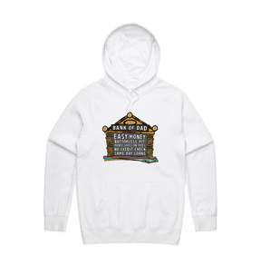 S / White / Large Front Design Bank of Dad 💰 - Unisex Hoodie