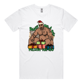 S / White / Large Front Design Big Barry Christmas 🍆🎄 - Men's T Shirt