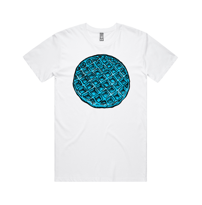 S / White / Large Front Design Blue Waffle 🧇🤮 - Men's T Shirt