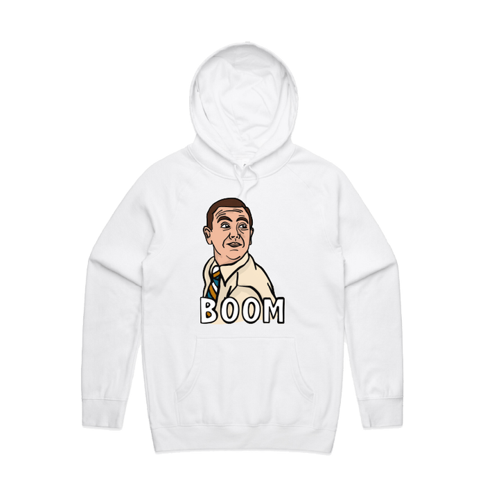S / White / Large Front Design Boom Boyle 🚨 - Unisex Hoodie