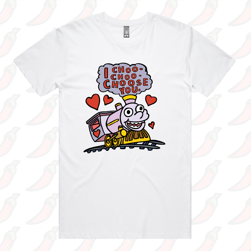 S / White / Large Front Design Choo Choo Choose You 🚂- Men's T Shirt