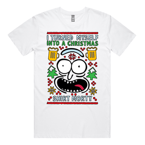 S / White / Large Front Design Christmas Morty – Men's T Shirt