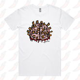S / White / Large Front Design Ciggy Butt-Brain 🚬🧠 - Men's T Shirt